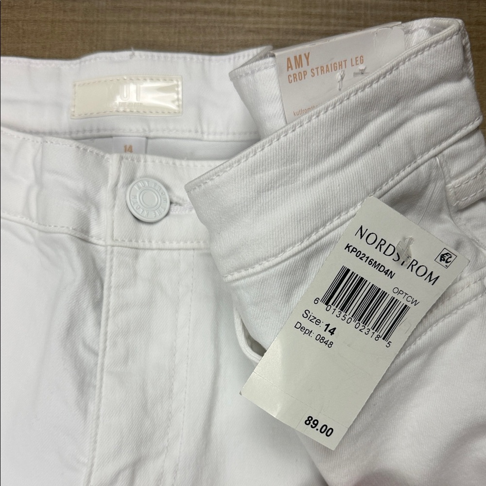 Kut from the Kloth Amy Crop Staright White Jeans. NWT. Size 14 - Picture 3 of 6
